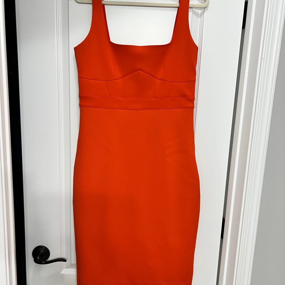 Elegant Orange Sleeveless Scuba Dress by Marciano